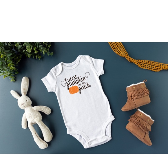 handmade cutest pumpkin in the patch baby bodysuit - Picture 5 of 5